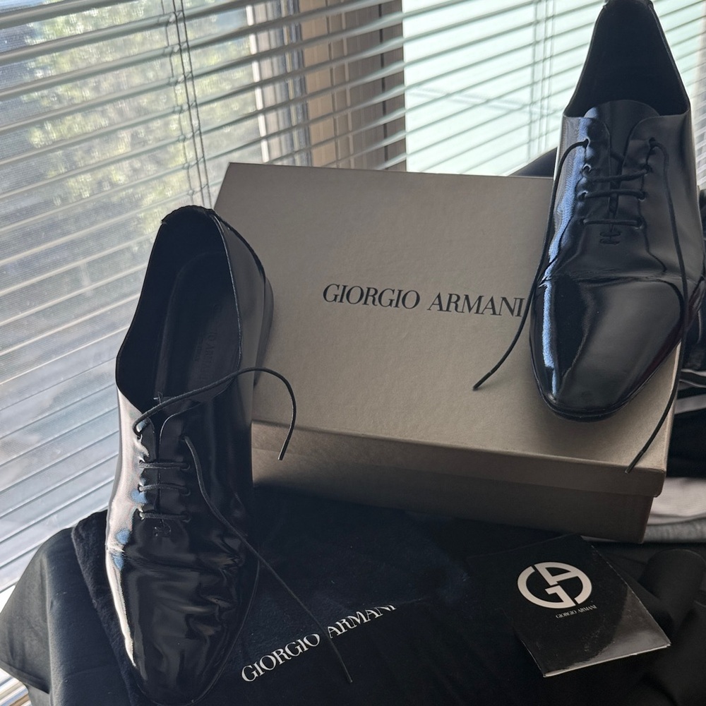 Giorgio Armani Glossy Black Oxfords